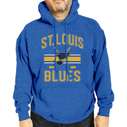 St. Louis Blues Adult NHL Faceoff Hockey Fleece Hooded Sweatshirt- Jersey Stripe - Royal