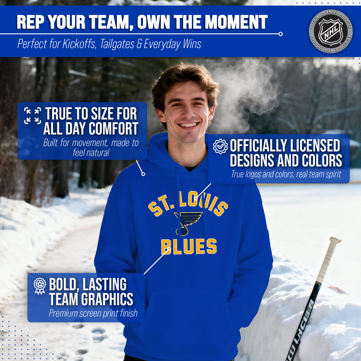 St. Louis Blues Hoodie Pullover Sweatshirt - Royal