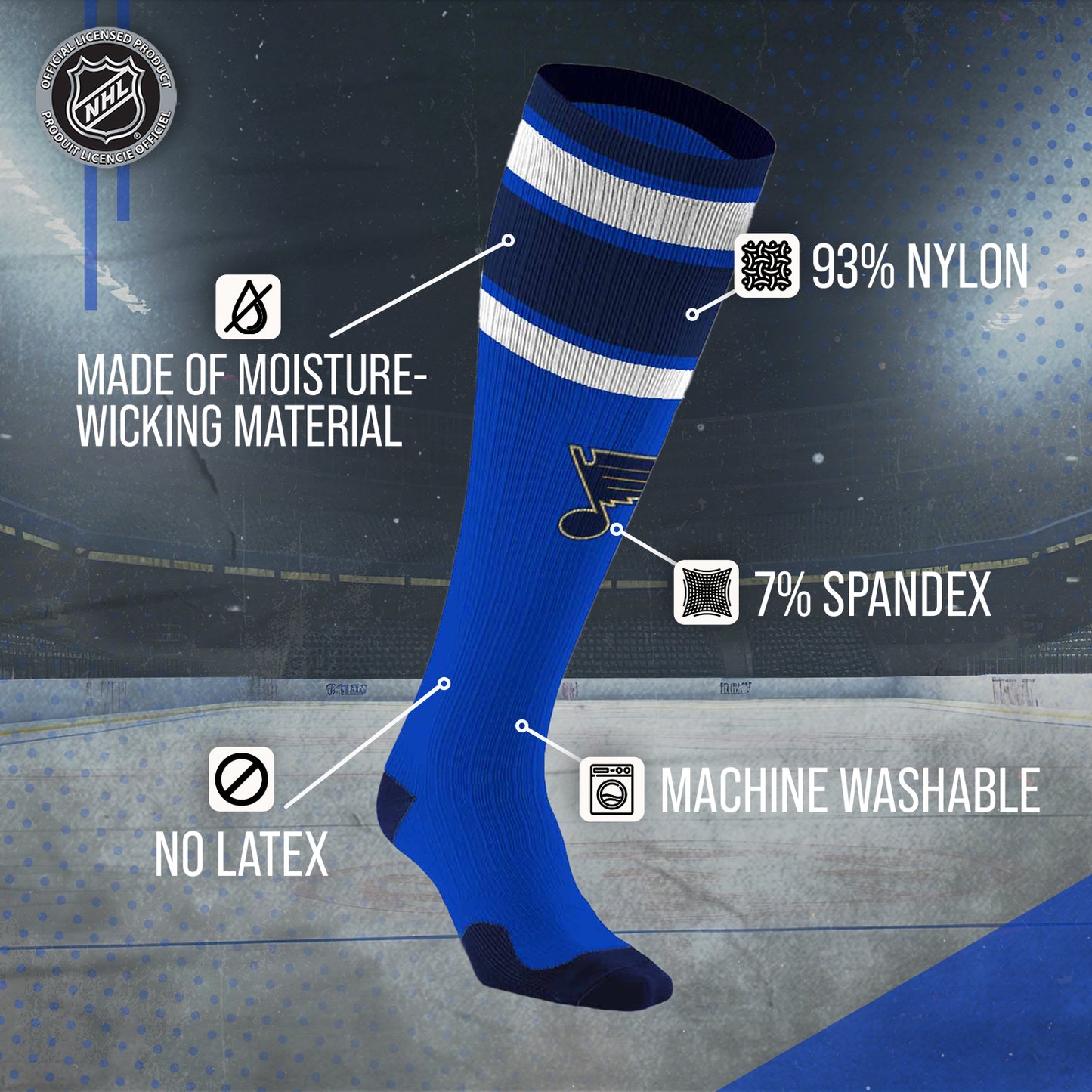 St. Louis Blues NHL Adult Knee High-Performance Socks - Royal