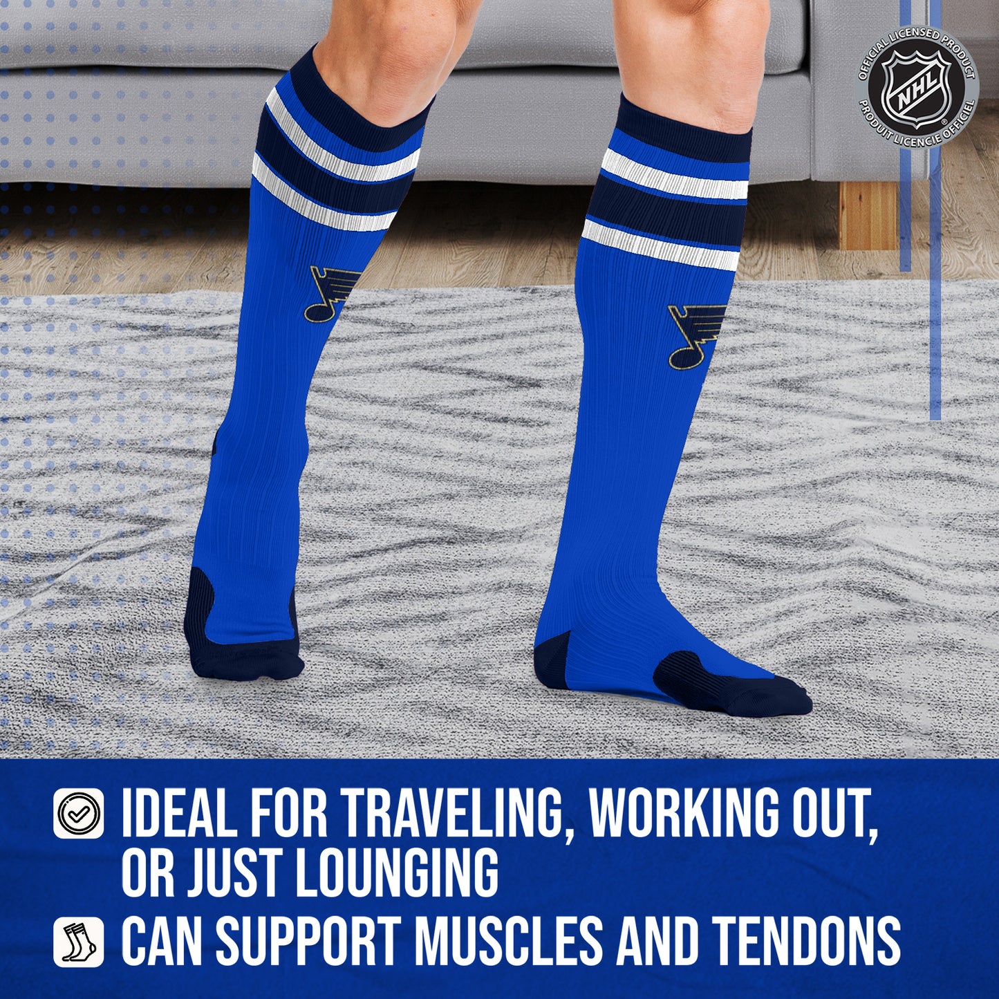 St. Louis Blues NHL Adult Knee High-Performance Socks - Royal