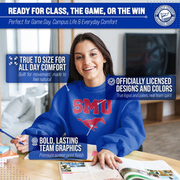 SMU Mustangs Campus Colors Adult Arch & Logo Soft Style Gameday Crewneck Sweatshirt  - Royal