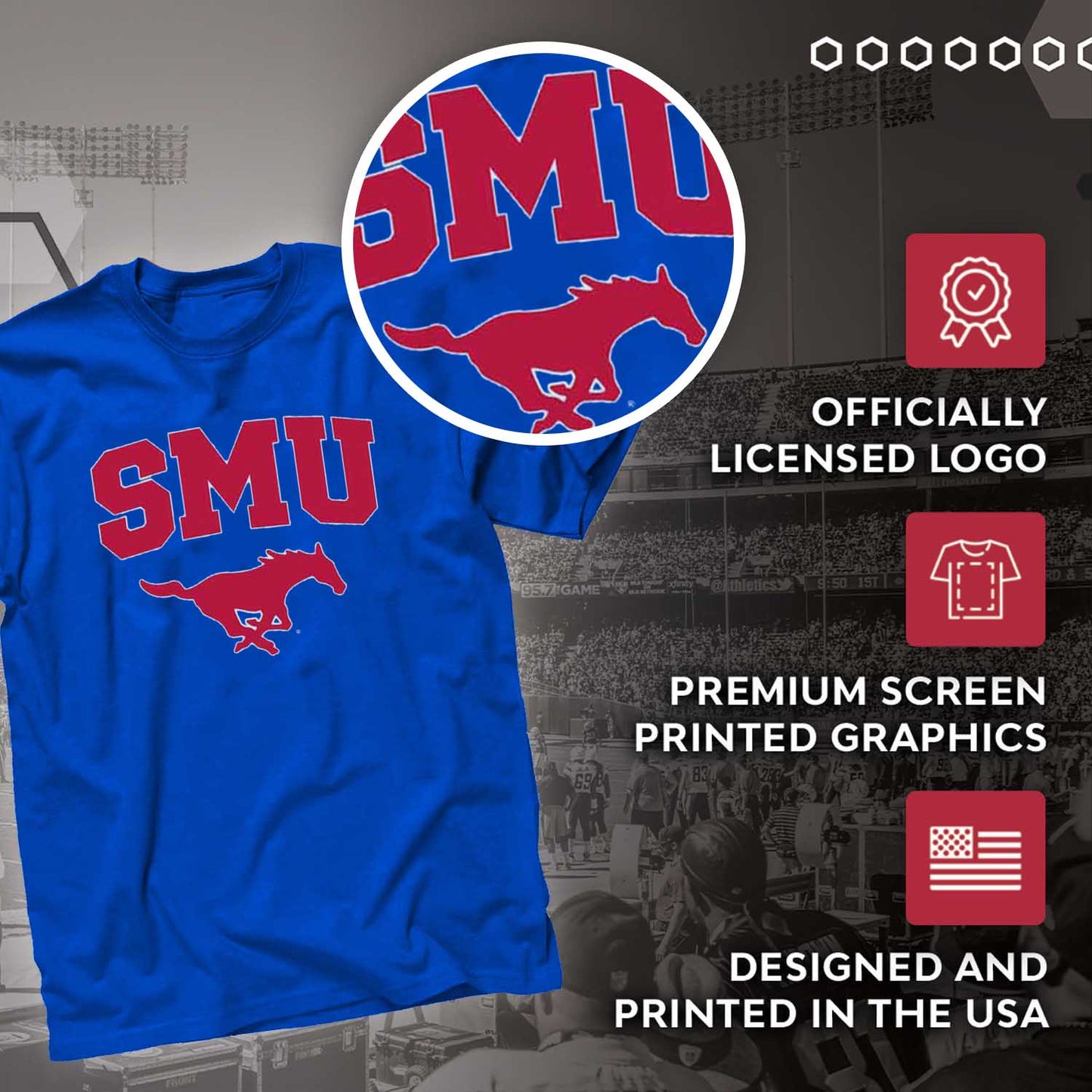 SMU Mustangs Campus Colors  Gameday Cotton T-Shirt - Royal