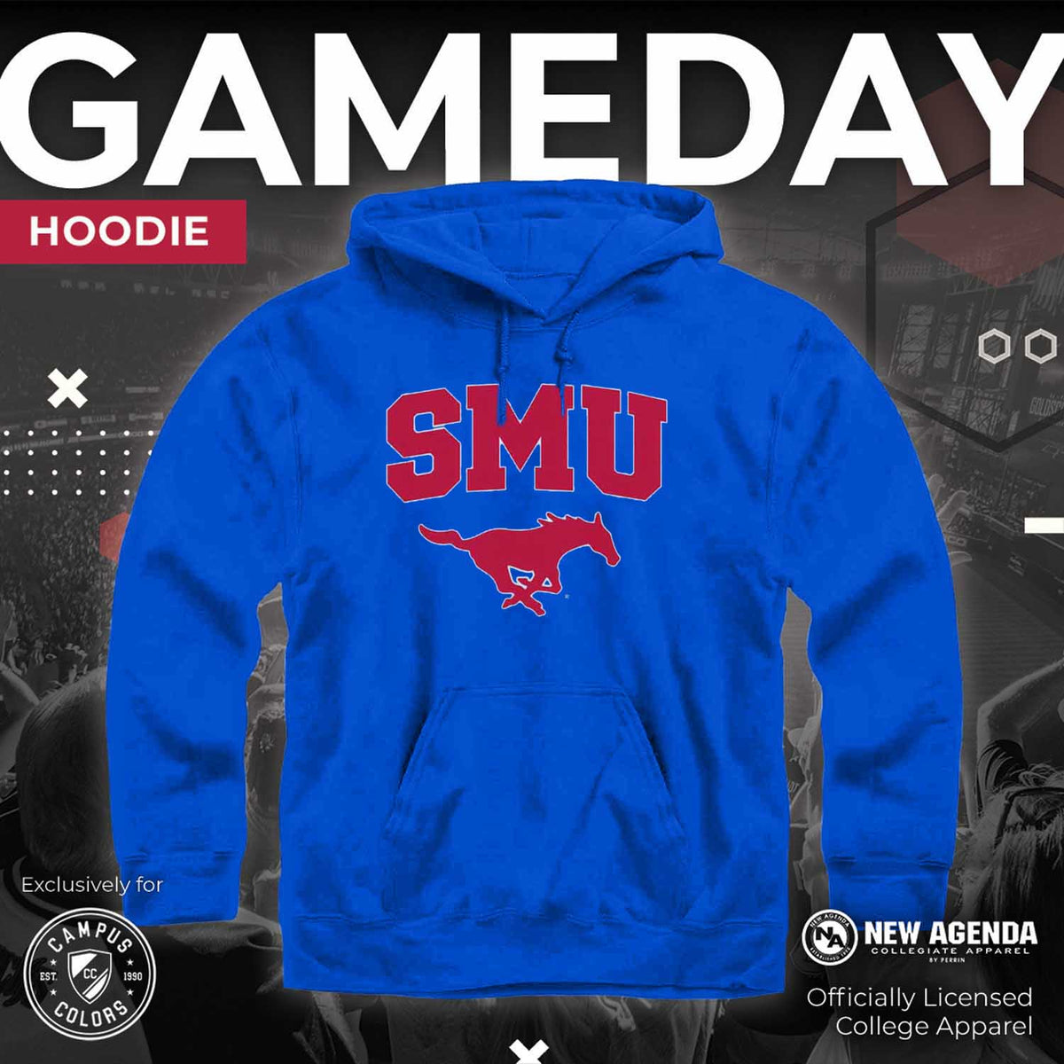 SMU Mustangs Arch & Logo Gameday Hoodie - Royal