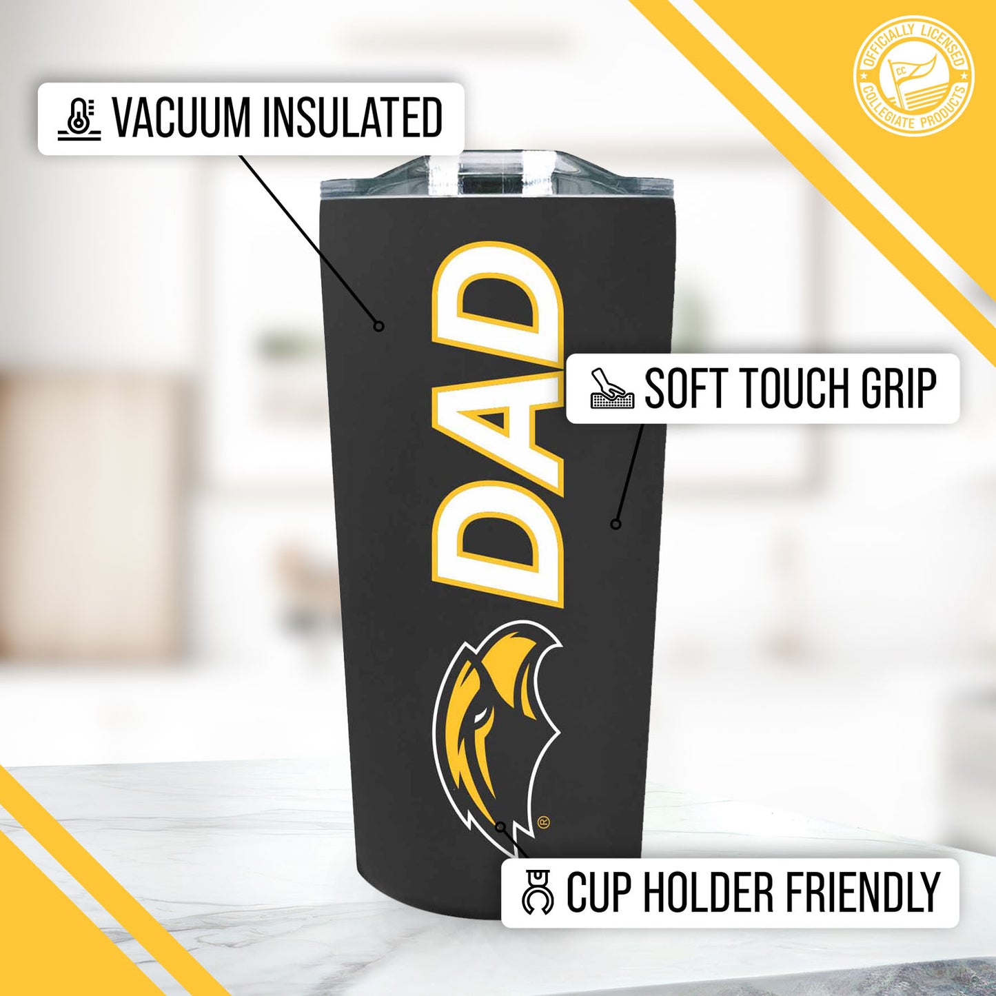 Southern Miss Golden Eagles NCAA Stainless Steel Travel Tumbler for Dad - Black