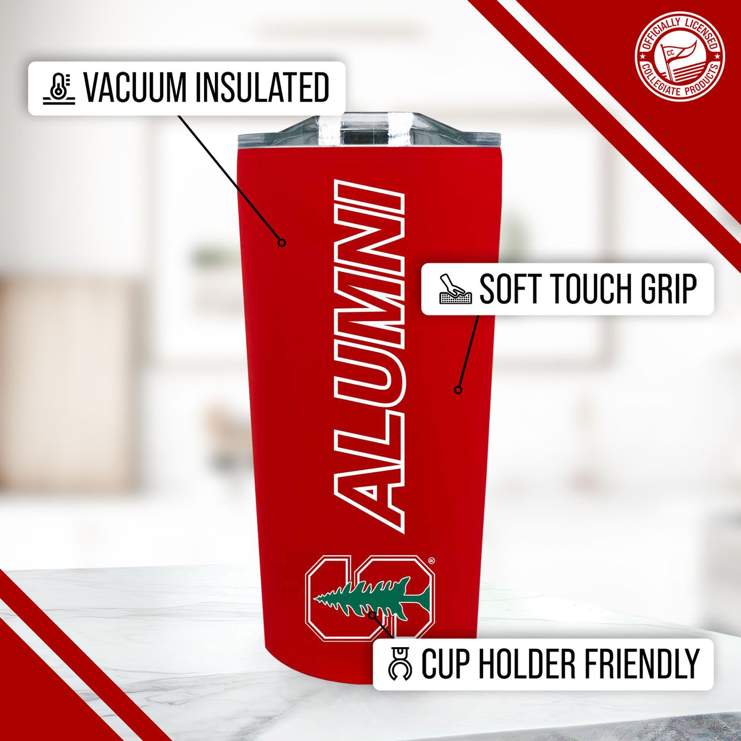 Stanford Cardinal Collegiate Stainless Steel Travel Tumbler for Alumni - Cardinal