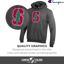 Stanford Cardinal Adult Mascot Fleece Hooded Sweatshirt - Charcoal