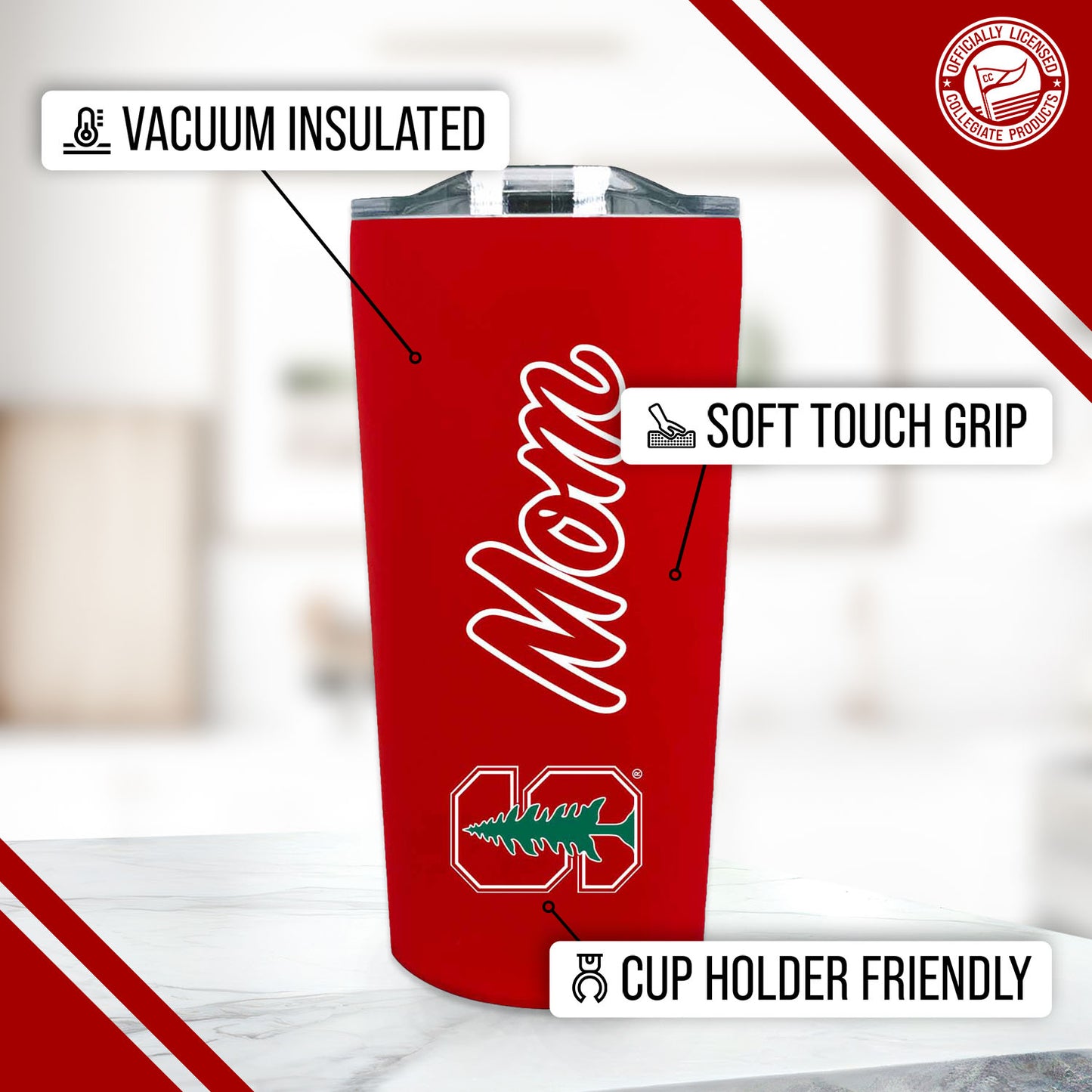 Stanford Cardinal NCAA Stainless Steel Travel Tumbler for Mom - Cardinal