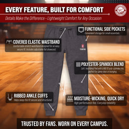 Stanford Cardinal NCAA Men’s University Cloud Jersey Performance Jogger Pants with Drawstring Waistband - Gray Heather