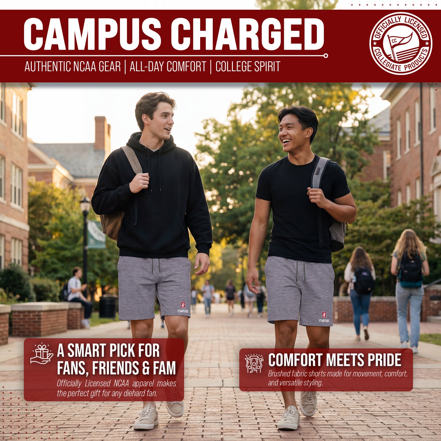 Stanford Cardinal NCAA Men’s University Athletic Performance Shorts - Gray Heather