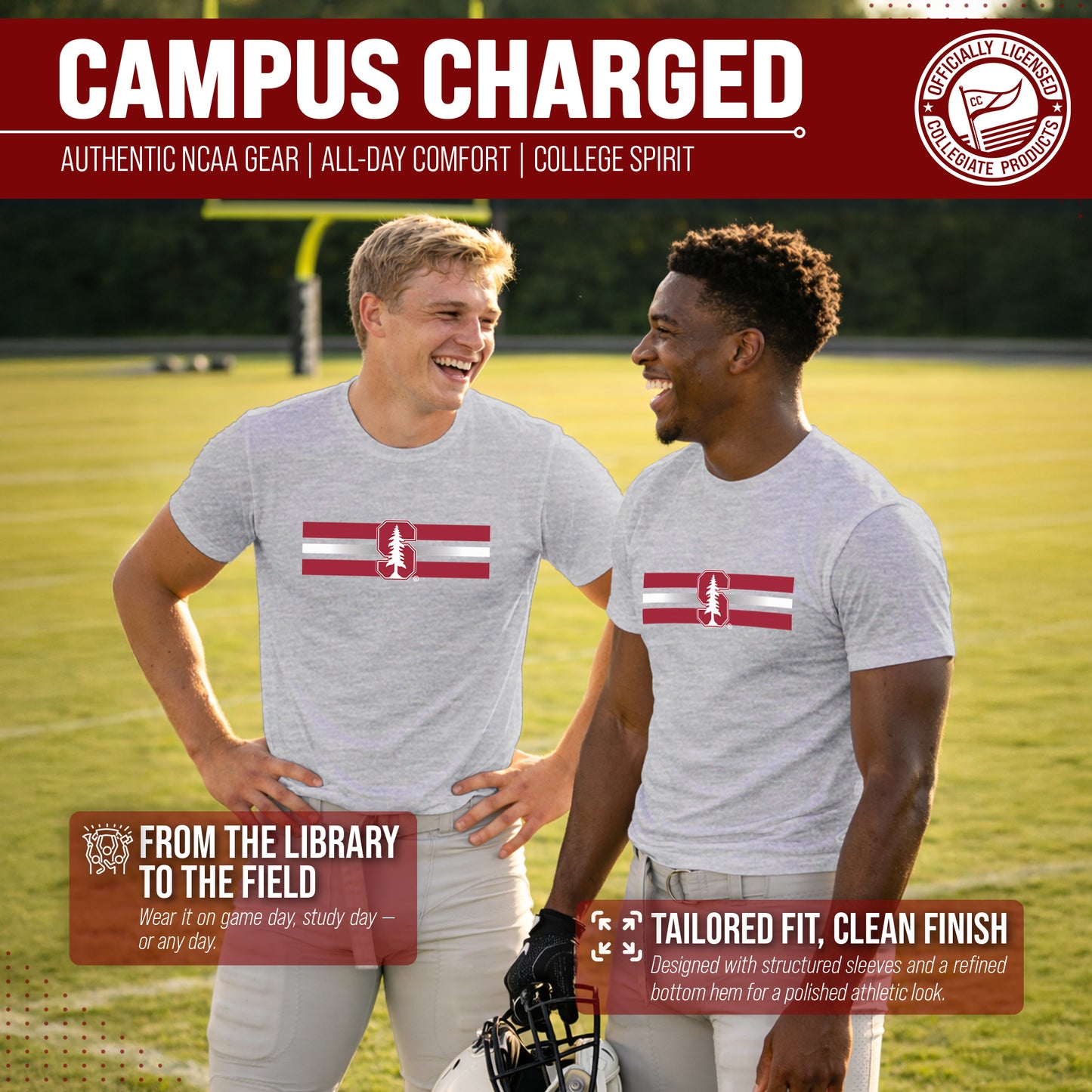 Stanford Cardinal Unisex NCAA Scholarship Cloud Jersey Athletic Short Sleeve Performance Tee - Gray Heather