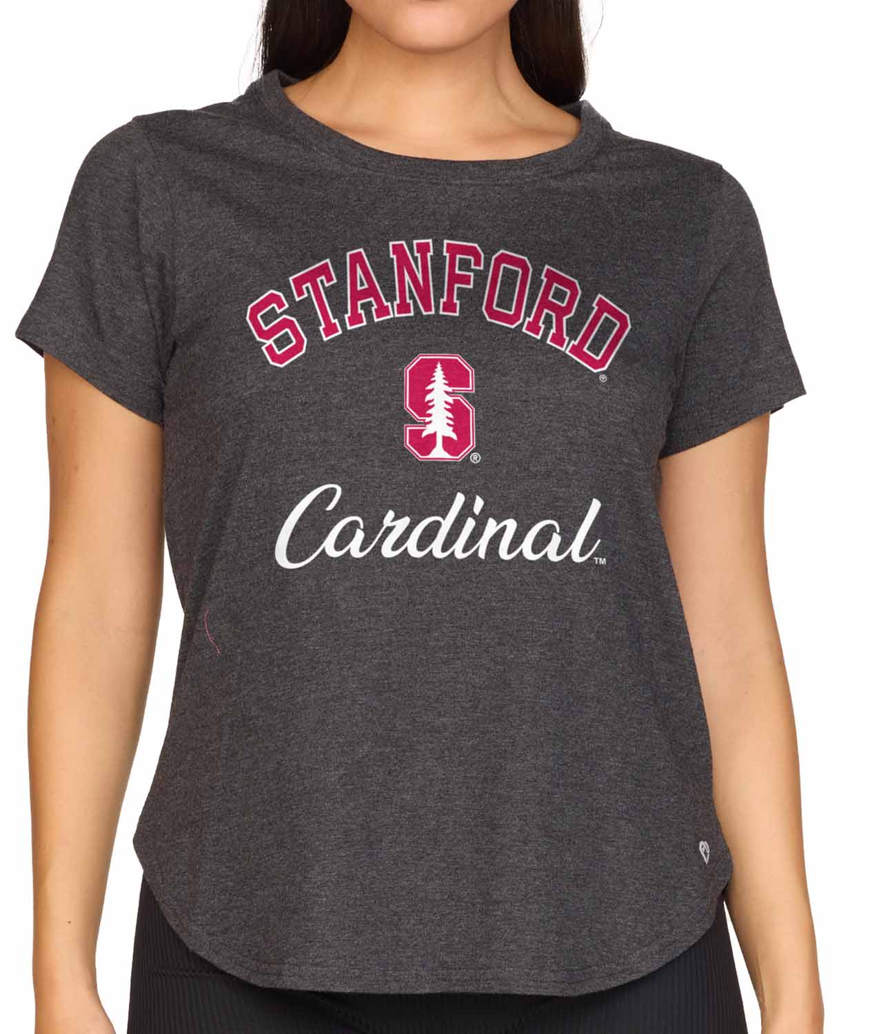 Stanford Cardinal NCAA Womens Tag-Less Ultra Soft Tailgate T-Shirt - Black Heather