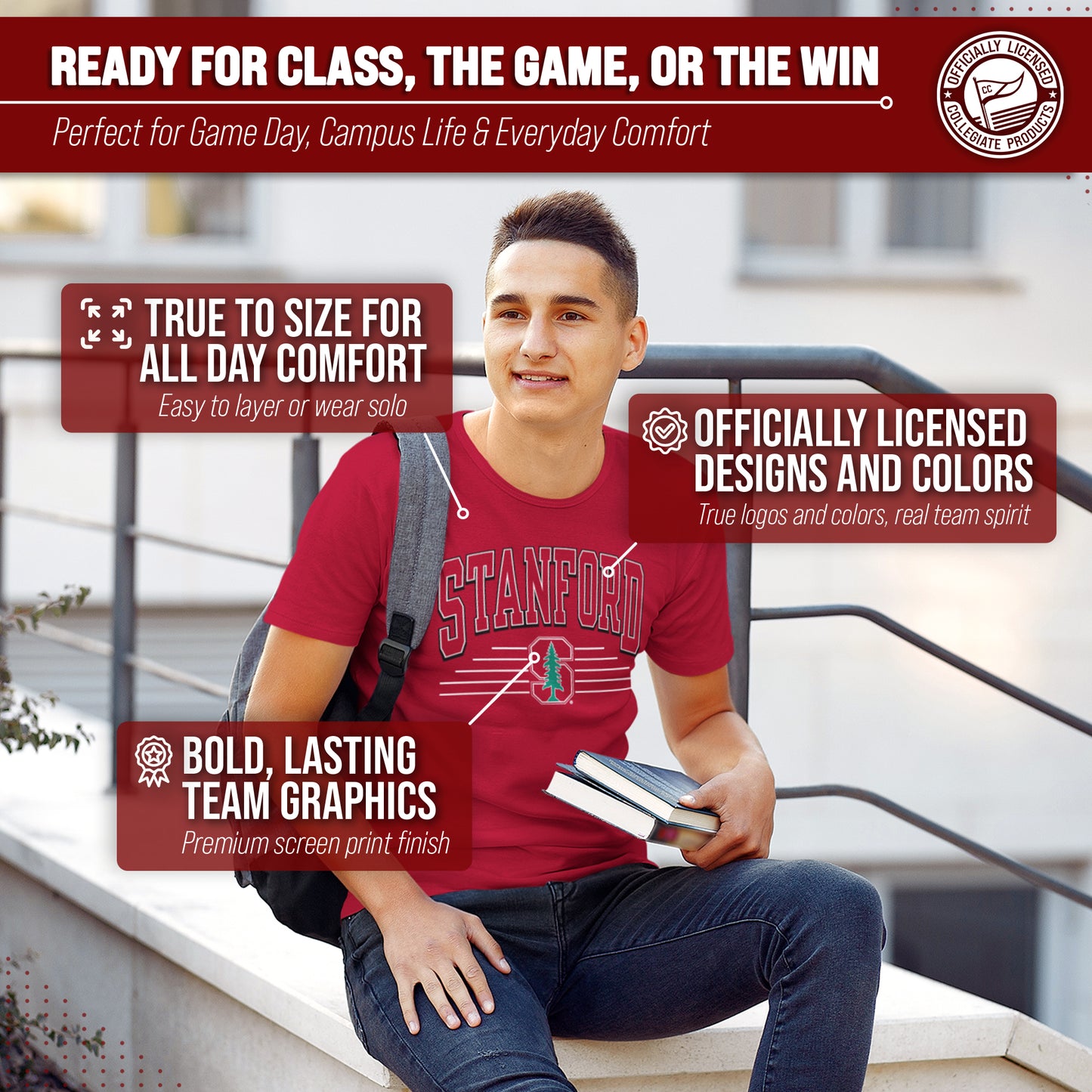 Stanford Cardinal NCAA Adult Unisex Overtime Classics T-Shirt - Cardinal