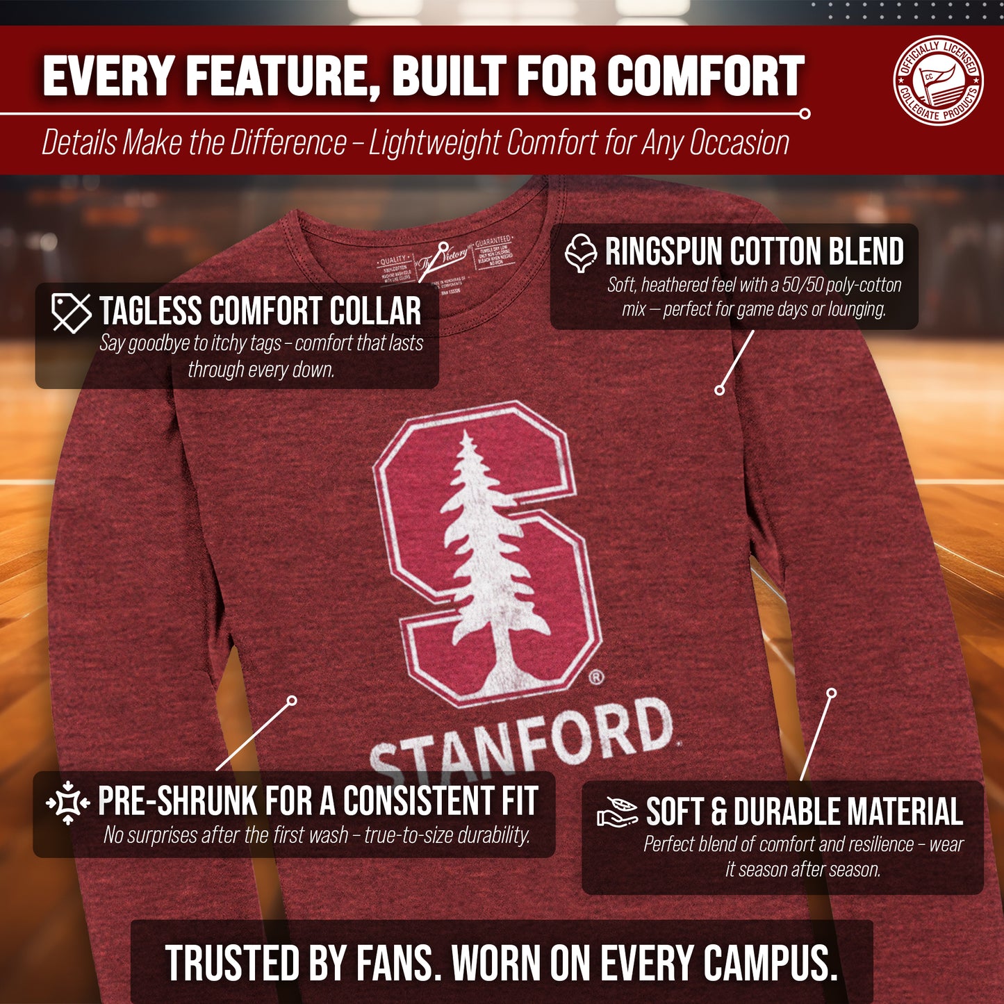Stanford Cardinal NCAA MVP Adult Long-Sleeve Shirt - Cardinal