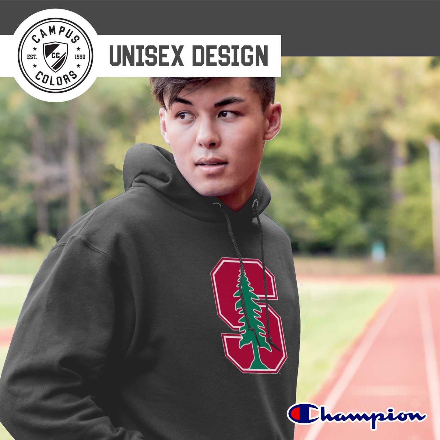 Stanford Cardinal Adult Mascot Fleece Hooded Sweatshirt - Charcoal