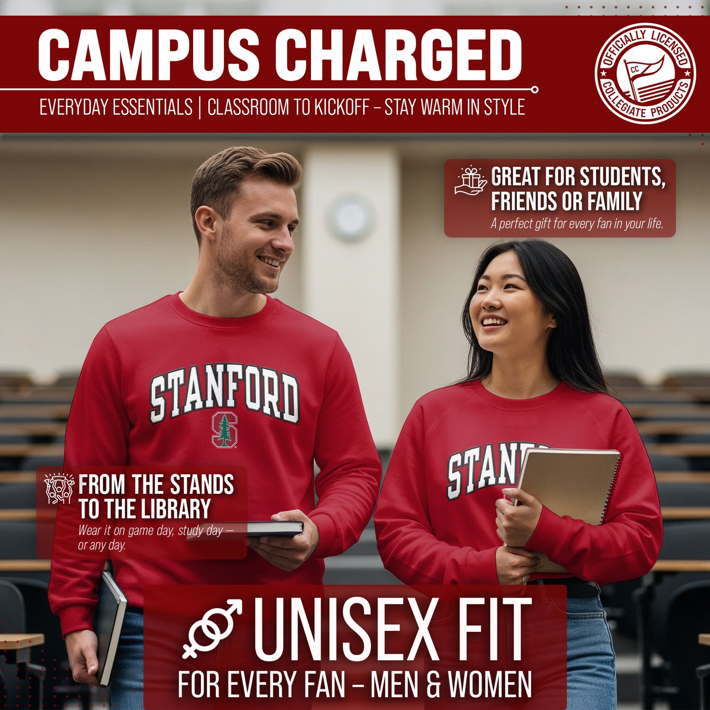 Stanford Cardinal Adult Tackle Twill Crewneck - Cardinal