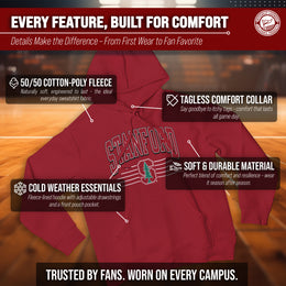 Stanford Cardinal NCAA Adult Unisex Overtime Classics Hooded Fleece Sweatshirt - Cardinal