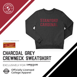 Stanford Cardinal NCAA Adult Charcoal Crewneck Fleece Sweatshirt - Charcoal