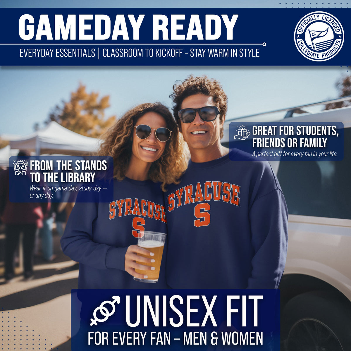 Syracuse Orange Adult Arch & Logo Soft Style Gameday Crewneck Sweatshirt - Navy