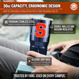 Syracuse Orange NCAA University 30oz Stainless Steel Vacuum Insulated Game Day Tumbler with Silicone Grip - Navy