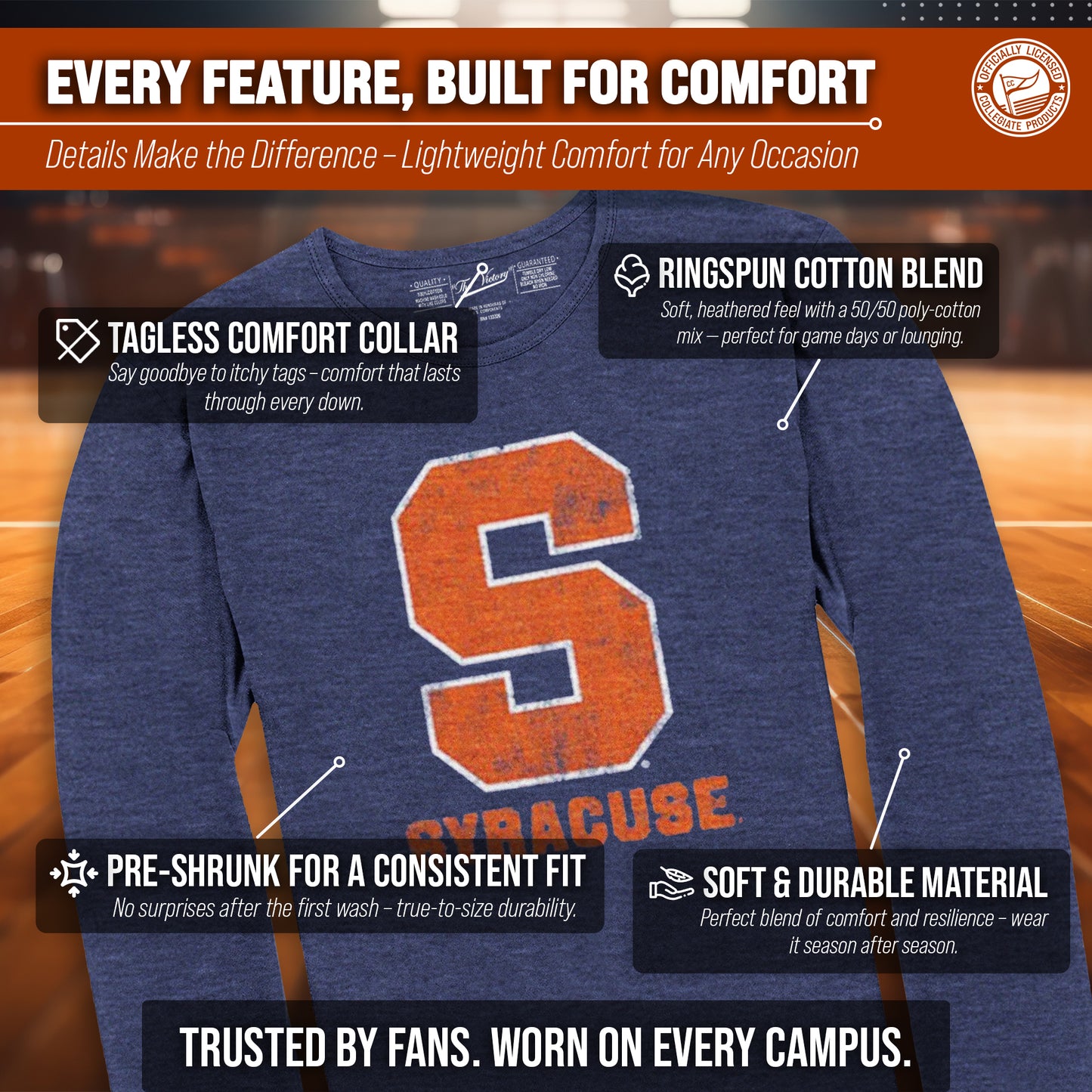 Syracuse Orange NCAA MVP Adult Long-Sleeve Shirt - Navy