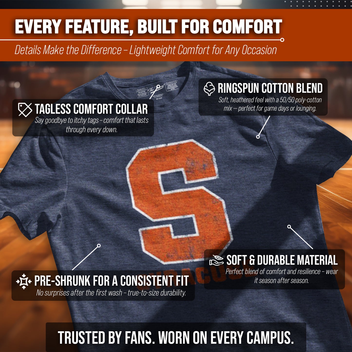 Syracuse Orange  Heathered Logo T-Shirt - Navy