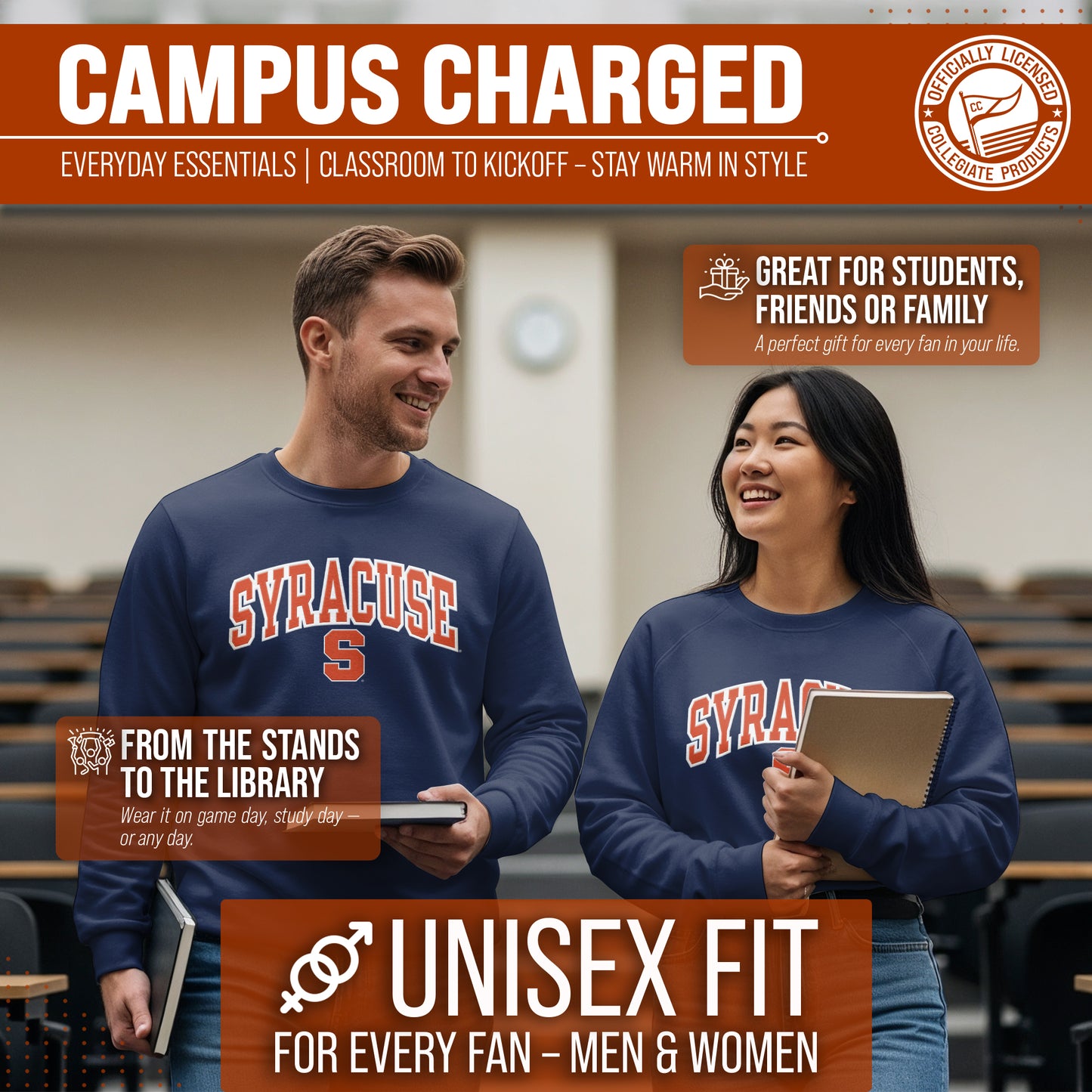 Syracuse Orange Adult Tackle Twill Crewneck - Navy