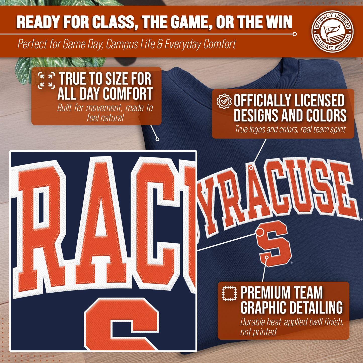 Syracuse Orange Adult Tackle Twill Crewneck - Navy