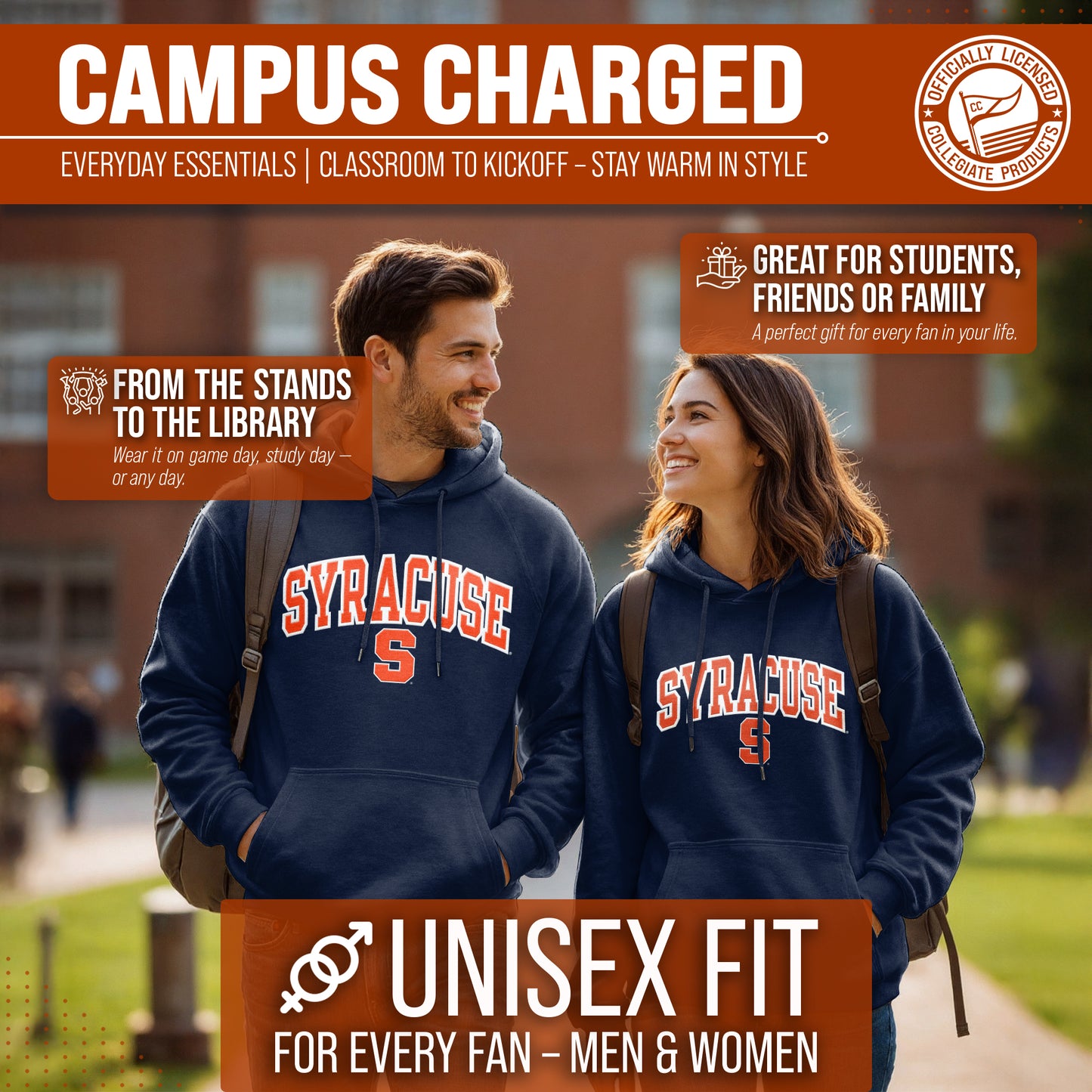 Syracuse Orange NCAA Adult Tackle Twill Hooded Sweatshirt - Navy
