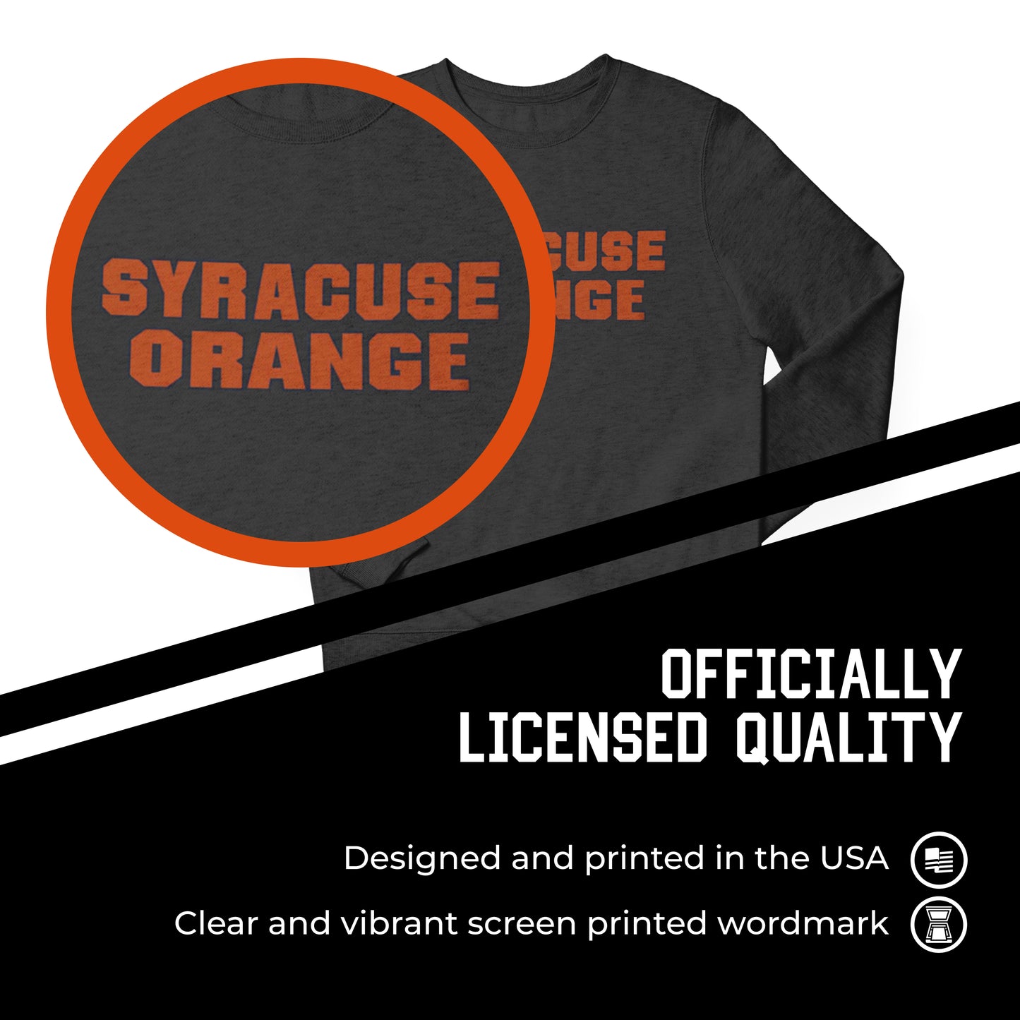 Syracuse Orange NCAA Adult Charcoal Crewneck Fleece Sweatshirt - Charcoal