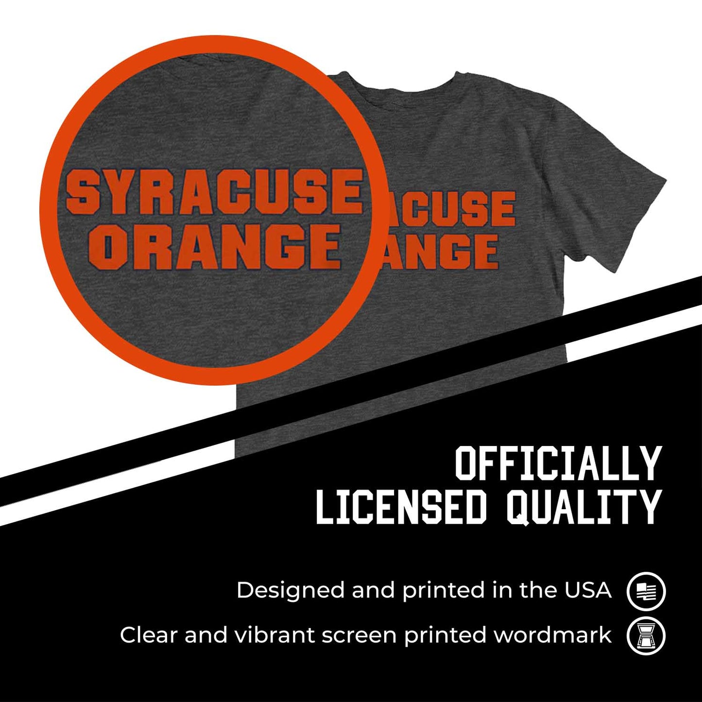 Syracuse Orange Campus Colors NCAA Adult Cotton Blend Charcoal Tagless T-Shirt - Charcoal
