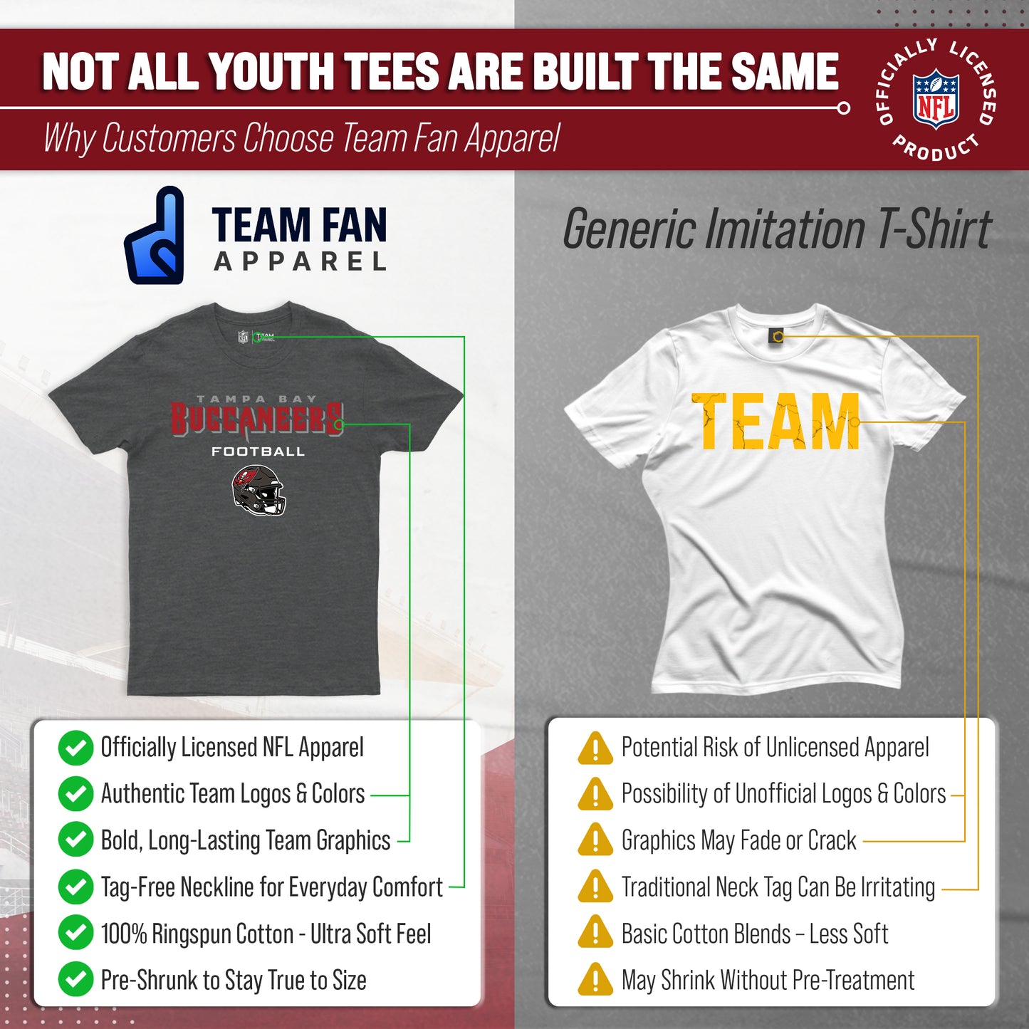 Tampa Bay Buccaneers NFL Youth Football Helmet Tagless T-Shirt - Charcoal