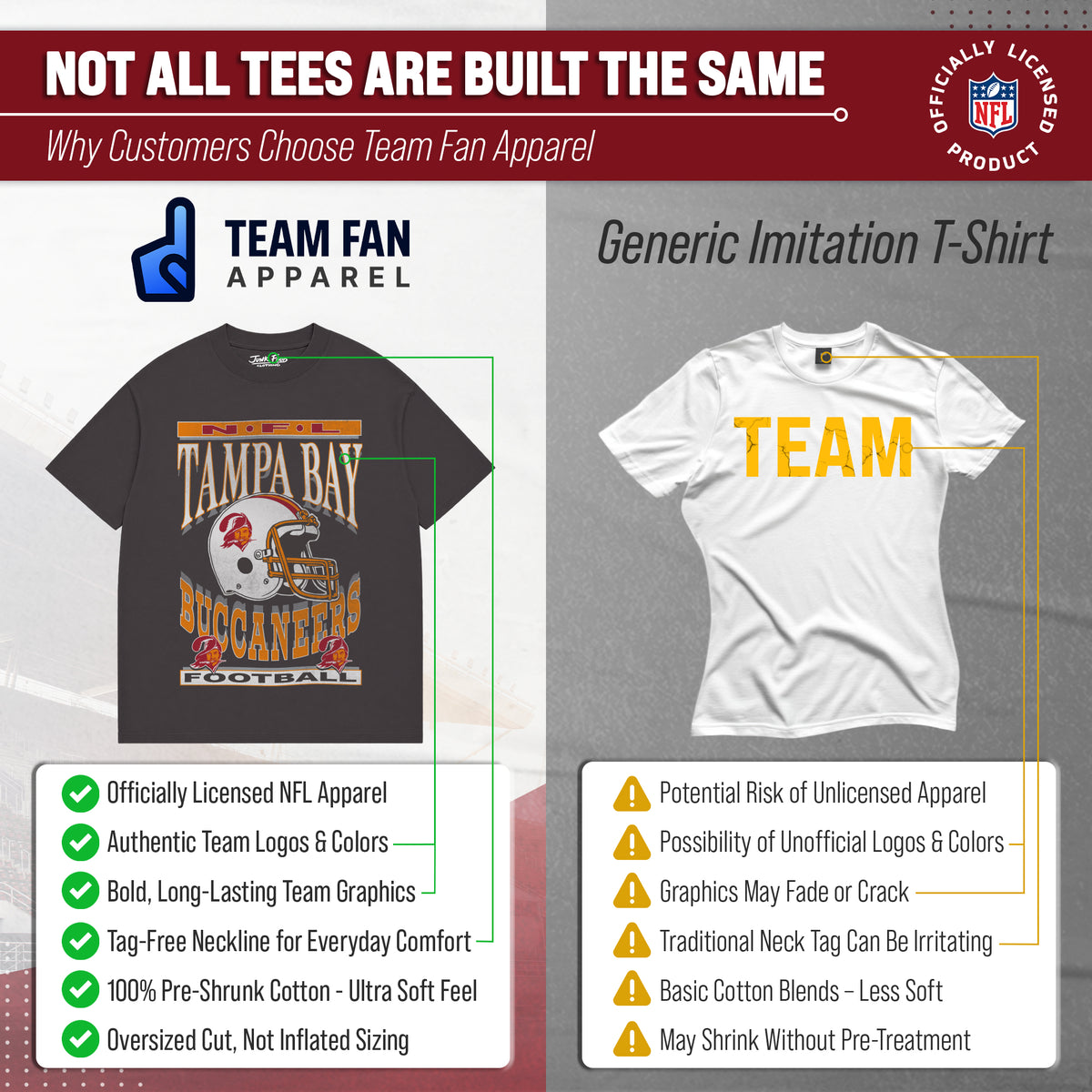 Tampa Bay Buccaneers Franchise Oversized Men's NFL Cotton Tee - Black