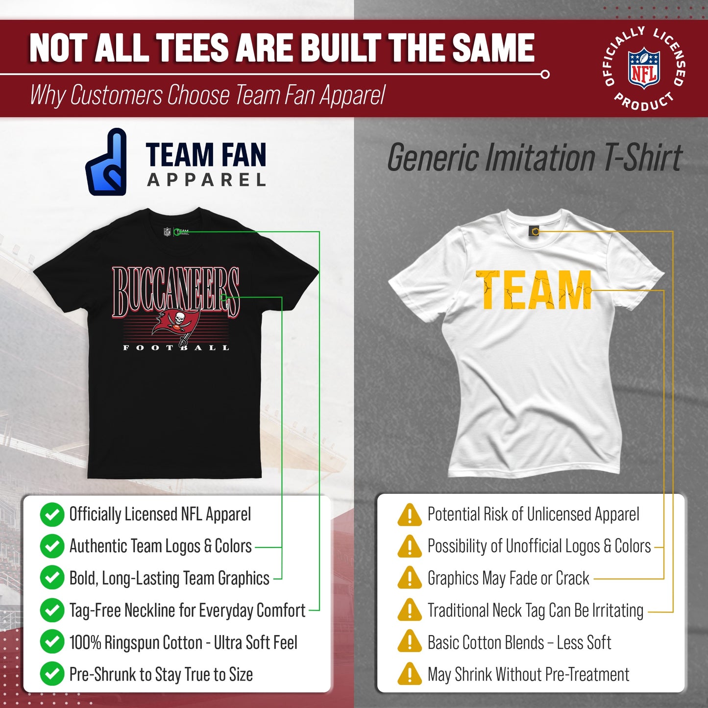 Tampa Bay Buccaneers NFL Adult Overtime Blueprint Tag-Less T-Shirt - Black