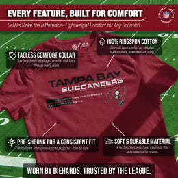 Tampa Bay Buccaneers Adult NFL Speed Stat Sheet T-Shirt - Cardinal