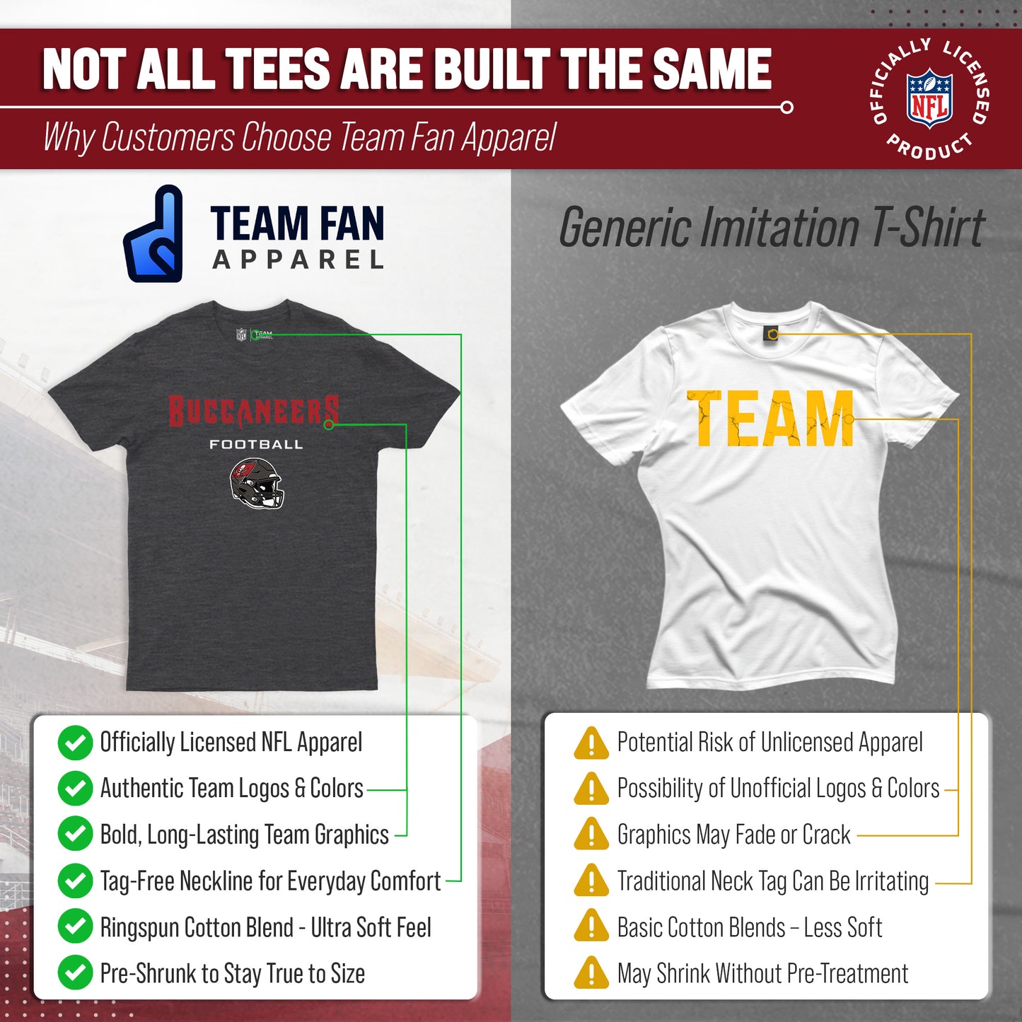 Tampa Bay Buccaneers NFL Adult Football Helmet Tagless T-Shirt - Charcoal