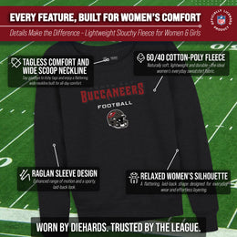 Tampa Bay Buccaneers NFL Womens Helmet French Terry Slouchy Top - Charcoal