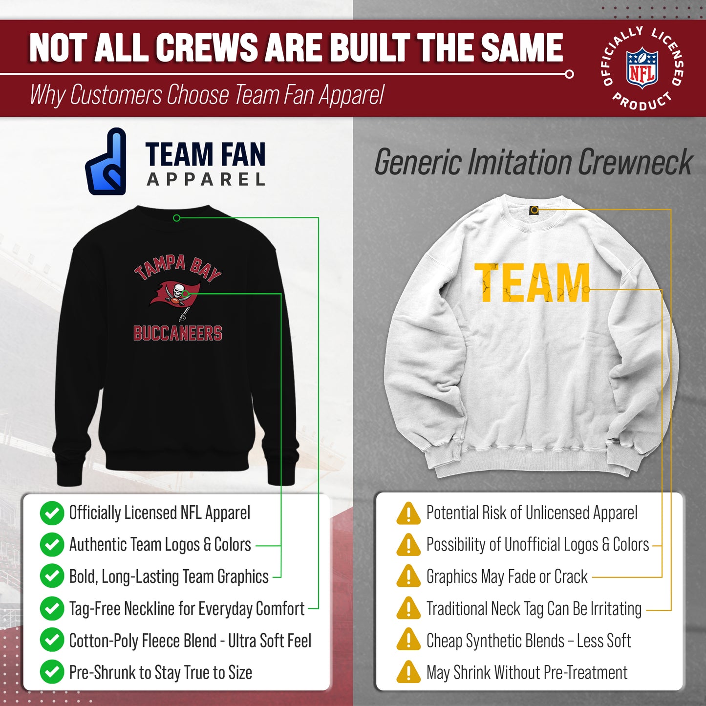 Tampa Bay Buccaneers NFL Adult Gameday Football Crewneck Sweatshirt - Black