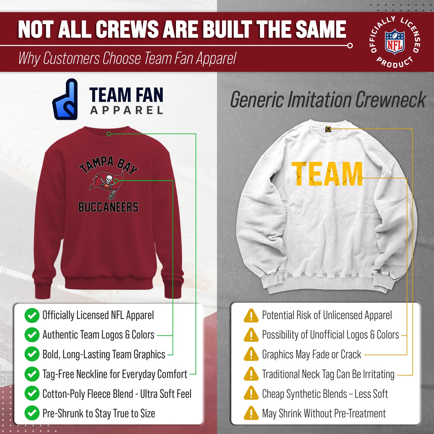 Tampa Bay Buccaneers NFL Adult Gameday Football Crewneck Sweatshirt - Cardinal