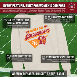 Tampa Bay Buccaneers NFL Womens Vintage Charm French Terry Slouchy Top - Birch