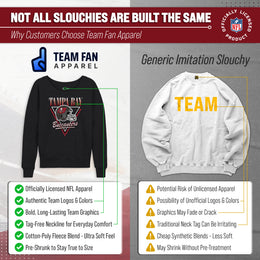 Tampa Bay Buccaneers NFL Womens Retro Triangle French Terry Slouchy Top- Raglan Sleeves - Heather Charcoal
