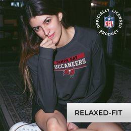 Tampa Bay Buccaneers NFL Womens Team Block French Terry Slouchy Top - Charcoal