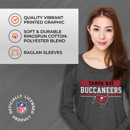 Tampa Bay Buccaneers NFL Womens Team Block French Terry Slouchy Top - Charcoal