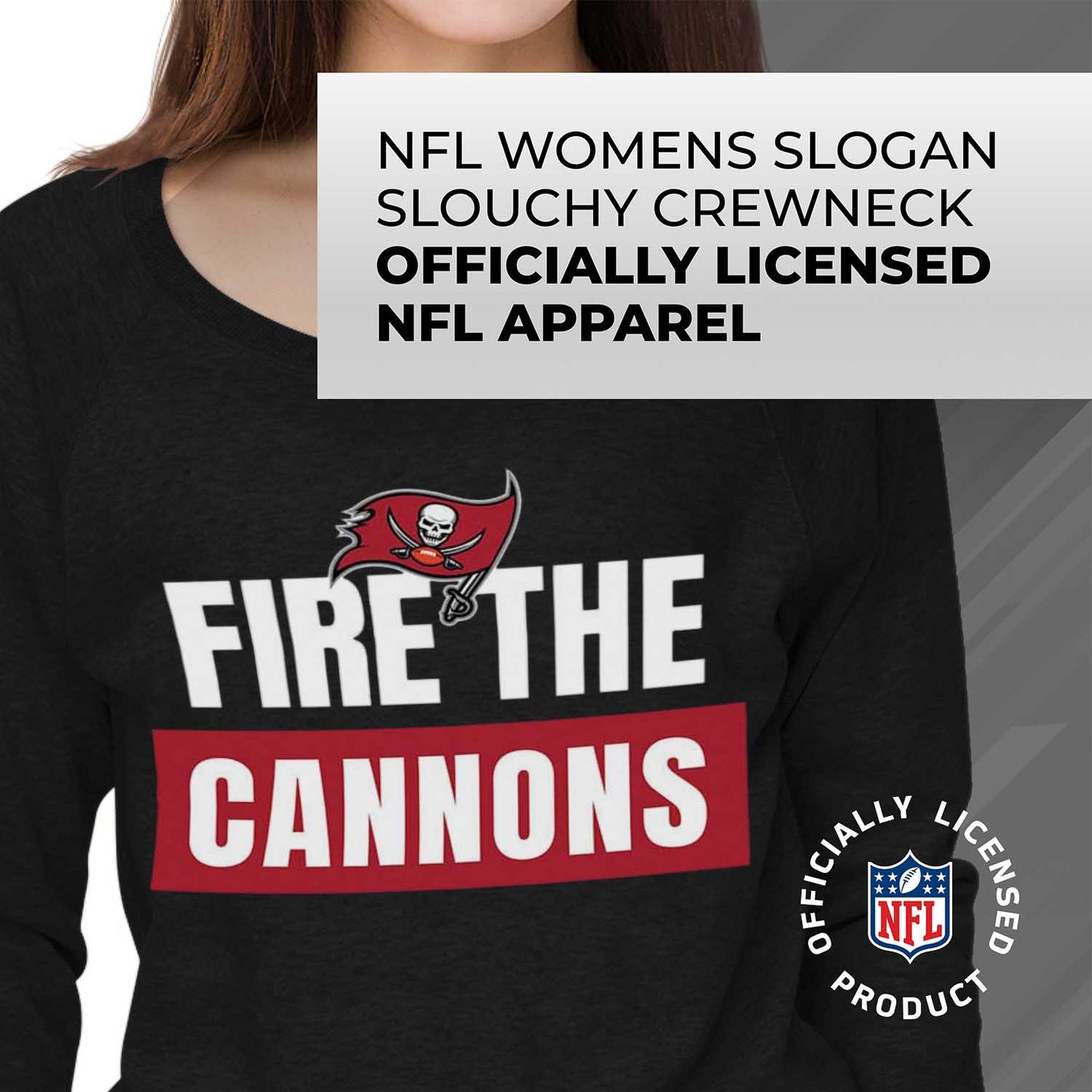 Tampa Bay Buccaneers NFL Womens Team Slogan Crew Neck - Black