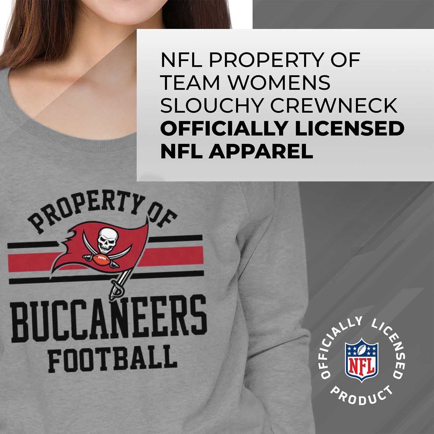 Tampa Bay Buccaneers NFL Womens Plus Size Property of Lightweight Crew Neck - Sport Gray