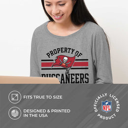Tampa Bay Buccaneers NFL Womens Plus Size Property of Lightweight Crew Neck - Sport Gray