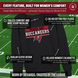 Tampa Bay Buccaneers NFL Womens Team Block French Terry Slouchy Top - Charcoal