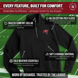 Tampa Bay Buccaneers NFL Adult Unisex Team Logo Quarter Zip Pullover Sweatshirt - Black