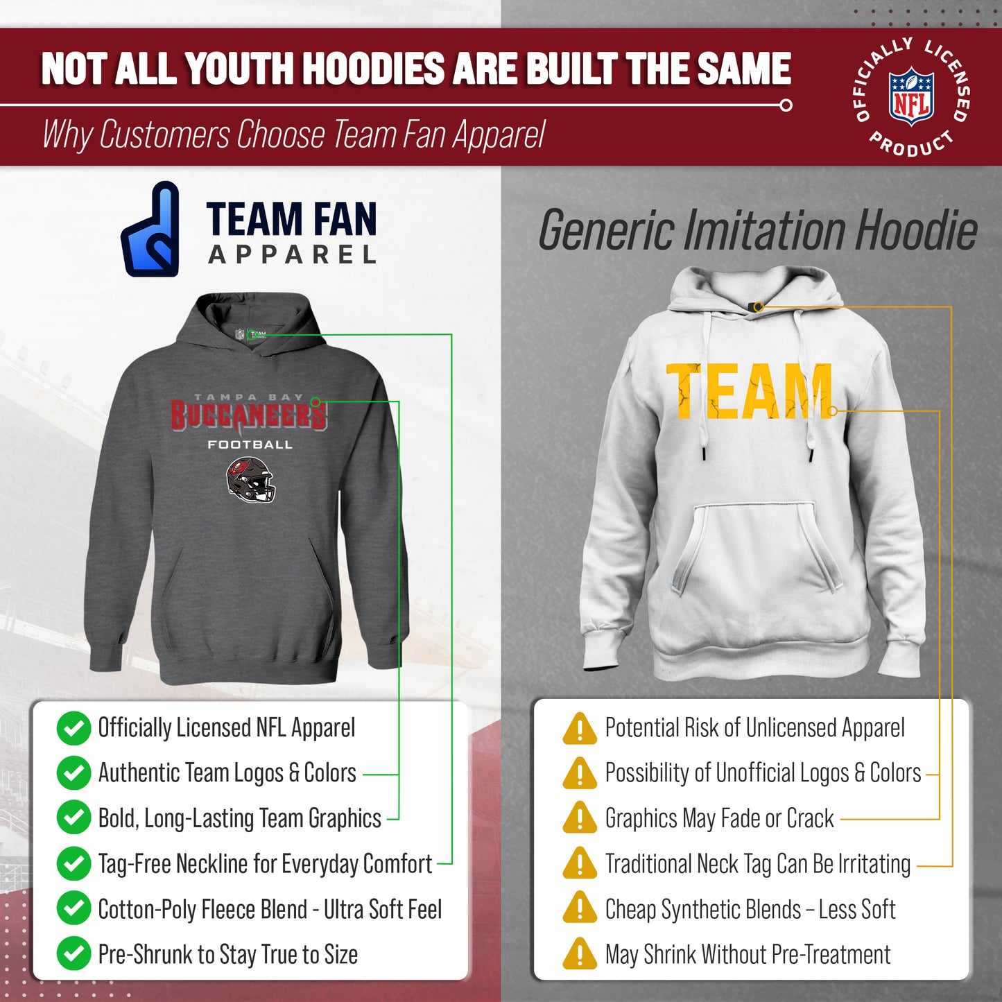 Tampa Bay Buccaneers NFL Youth Football Helmet Hood - Charcoal
