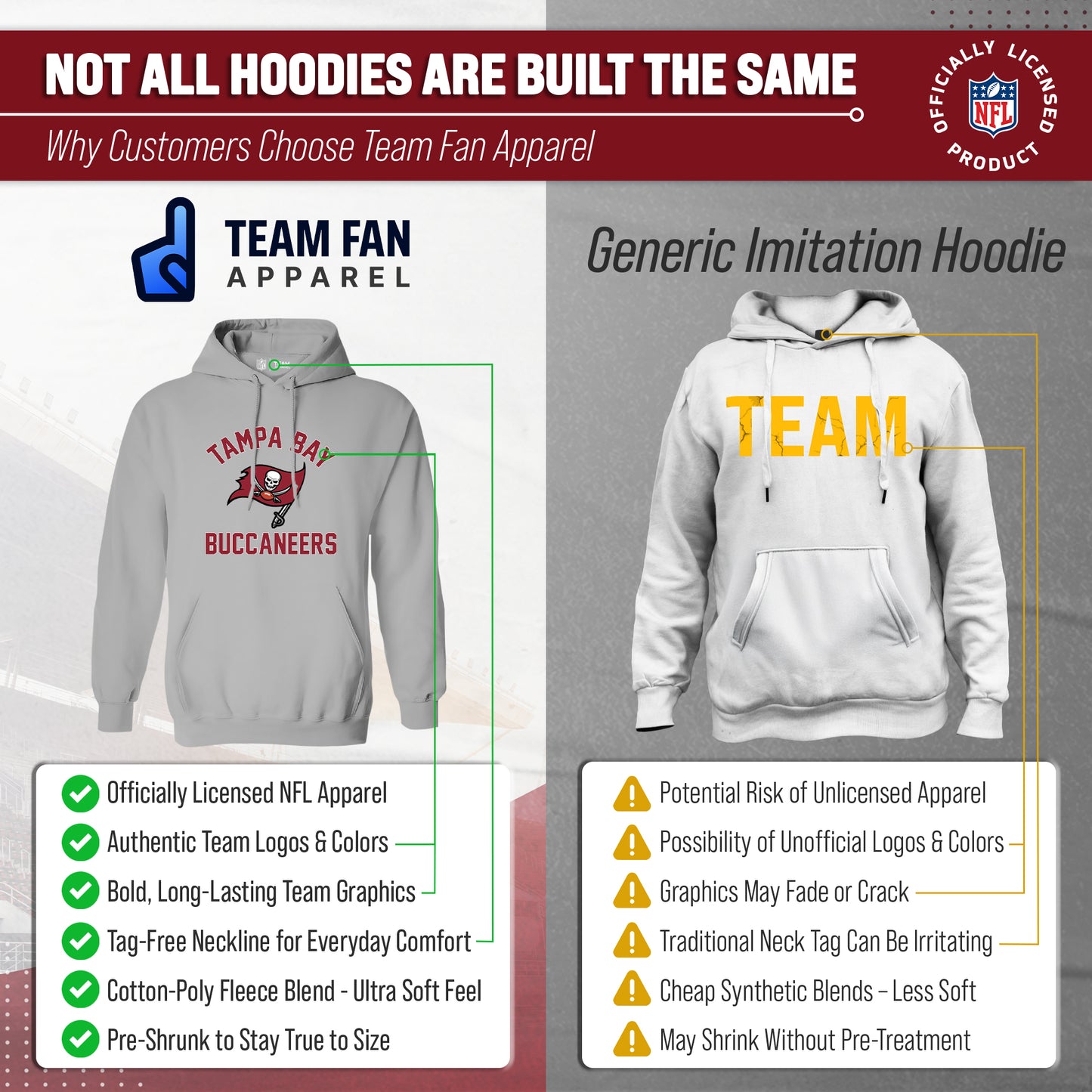 Tampa Bay Buccaneers Team Fan Apparel NFL  Gameday Hoodie - Gray