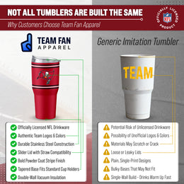 Tampa Bay Buccaneers  30 oz Stripe Powder Coat Tumbler | NFL Stainless - Red